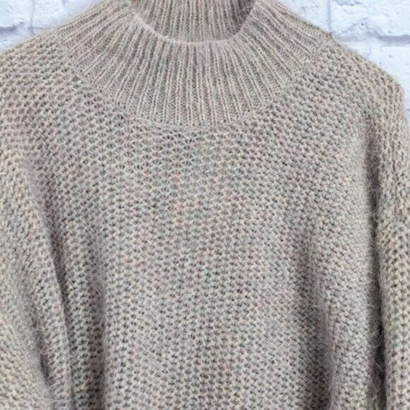 Joie Markita Fuzzy Sweater M Pink Sky NEW Funnel Neck Balloon Sleeve Alpaca - Picture 3 of 7